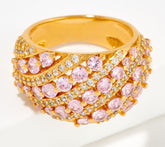 Diamonique Tapered Cluster Ring, Pink & Clear CZ Ring, Size 6